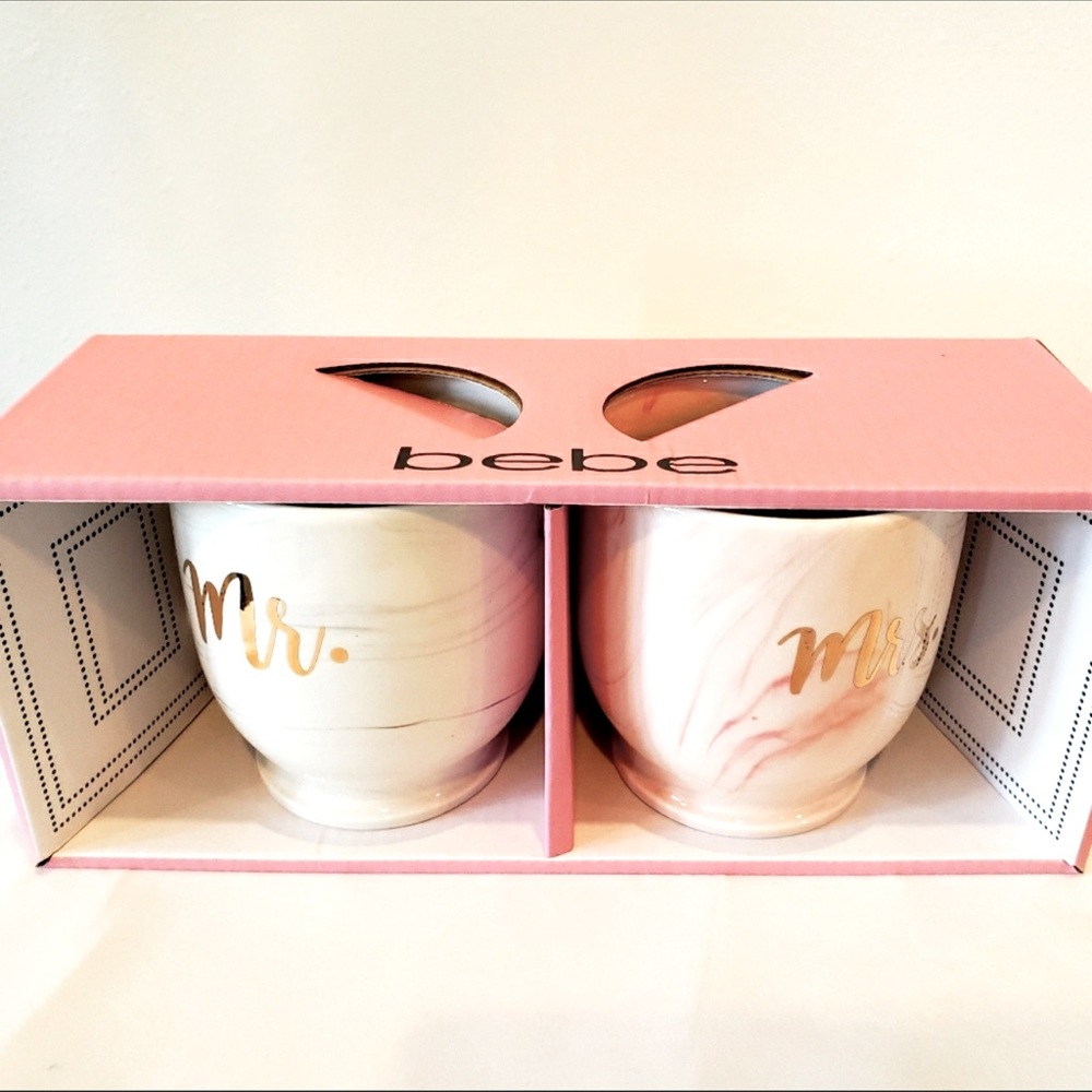 Bebe Mr. & Mrs. Light Pink Marble with Gold Foil Lettering